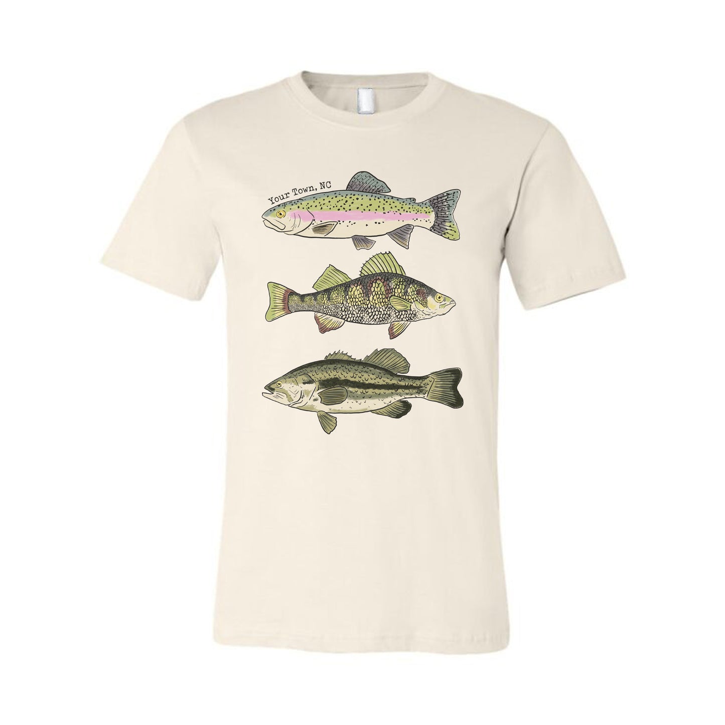 ADULT Three Fish Beige Outdoor Summer T-shirt