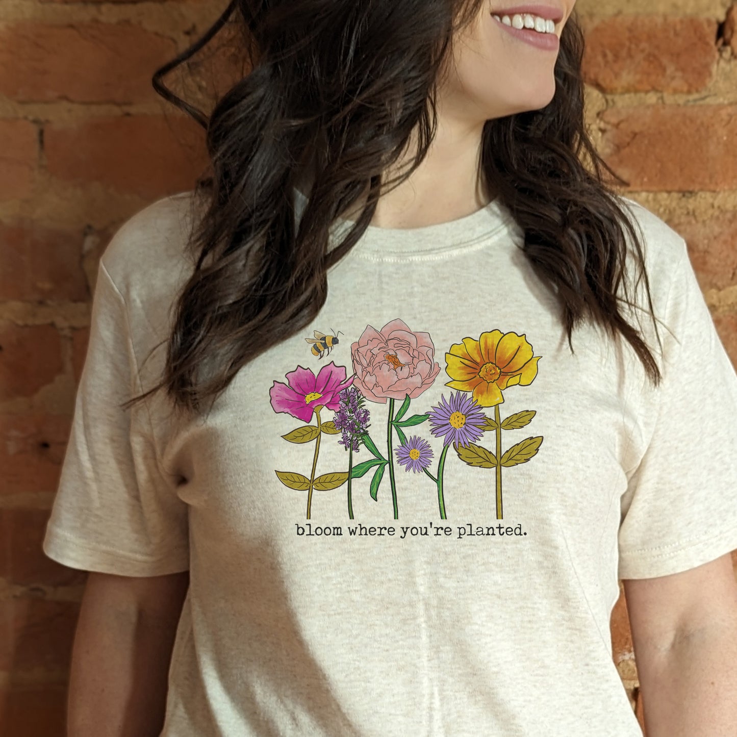 "Bloom where you're planted" Cute Adult Wildflower Mommy & Me matching Women & girls T-shirt