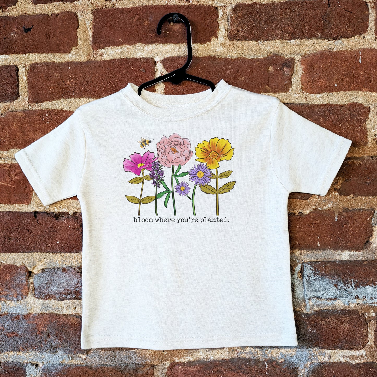 "Bloom where you're planted" Youth Kids Wildflower Nature T-shirt