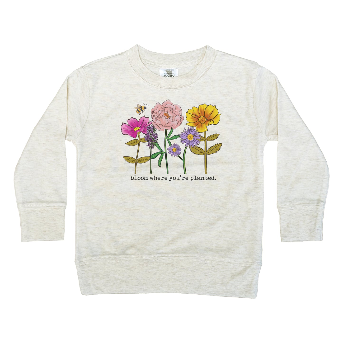 "Bloom where you're planted" Youth Kids Nature Wildflower Long Sleeve T-shirt