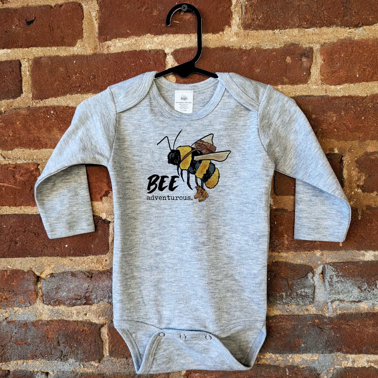 "Bee Adventurous" Grey Nature Baby Body Suit