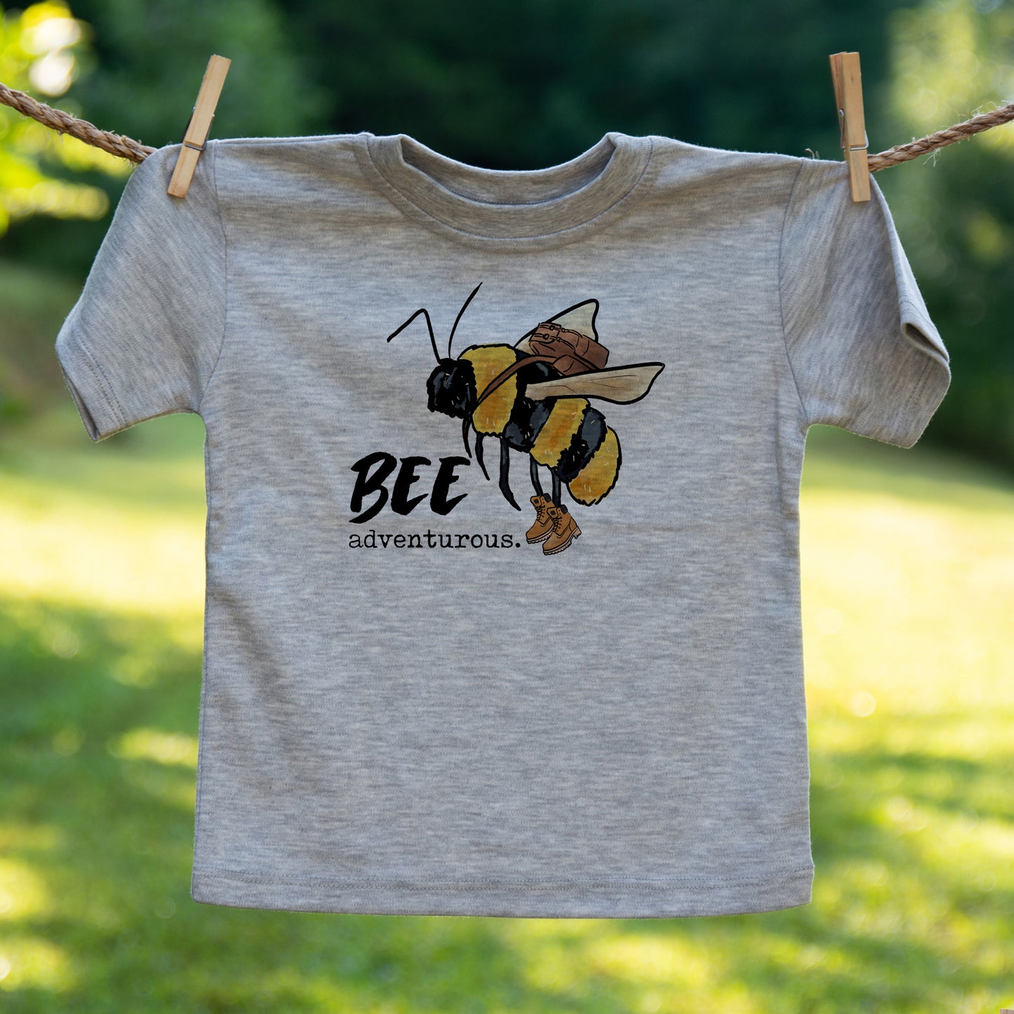 "Bee Adventurous" Grey Nature Toddler/Youth Tee