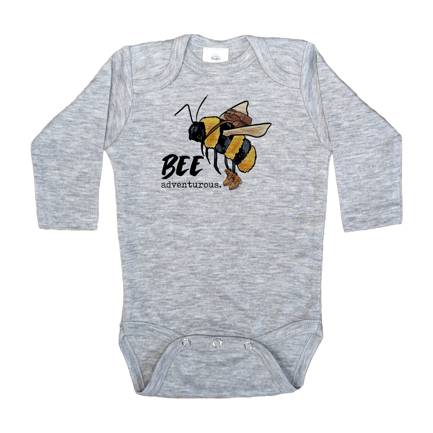 "Bee Adventurous" Grey Nature Baby Body Suit