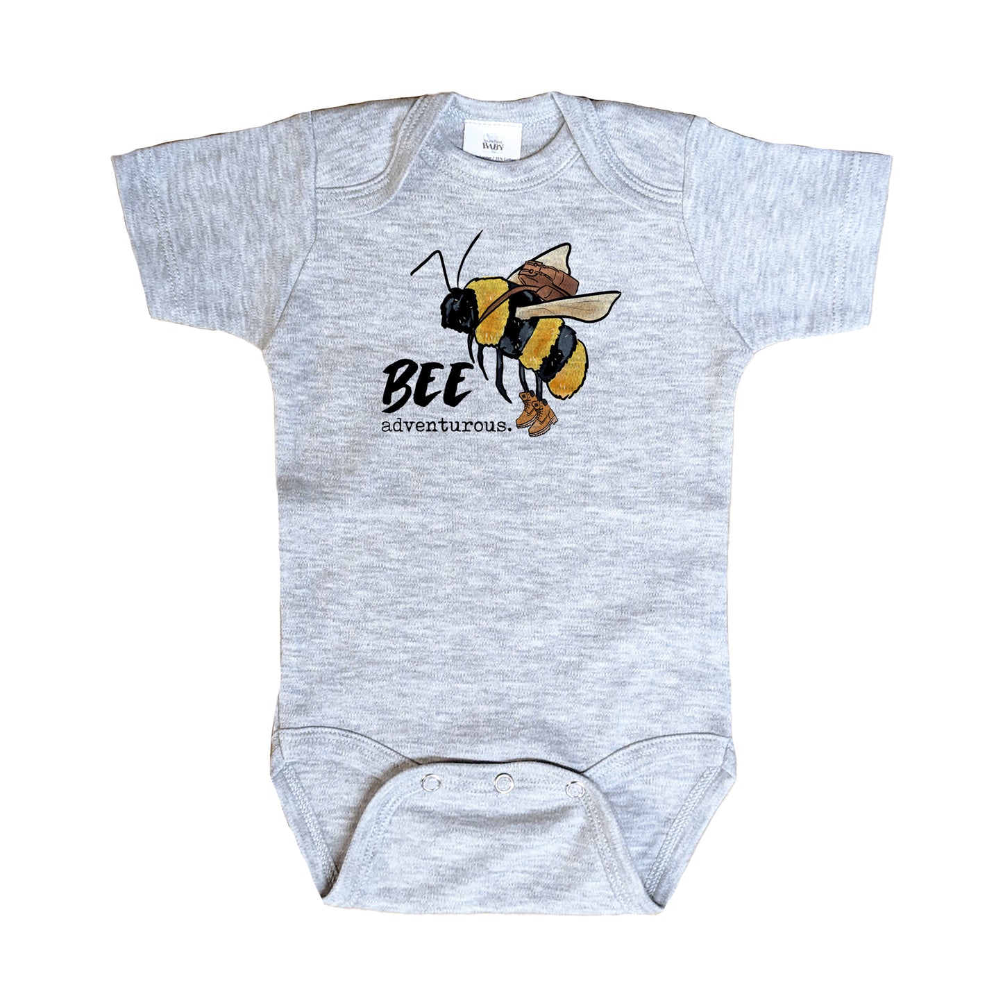 "Bee Adventurous" Grey Nature Baby Body Suit