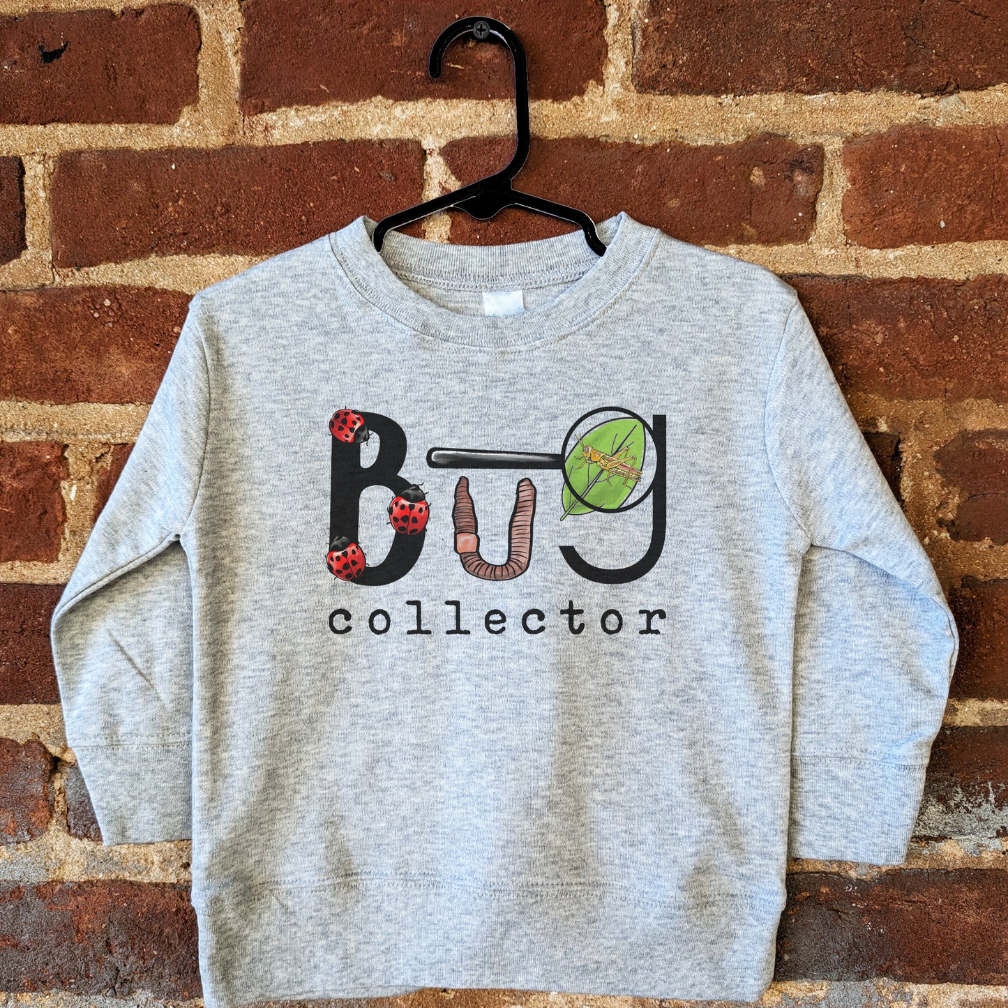 "Bug Collector" Grey Toddler and Youth Long Sleeve T-shirt for Bug Enthusiasts