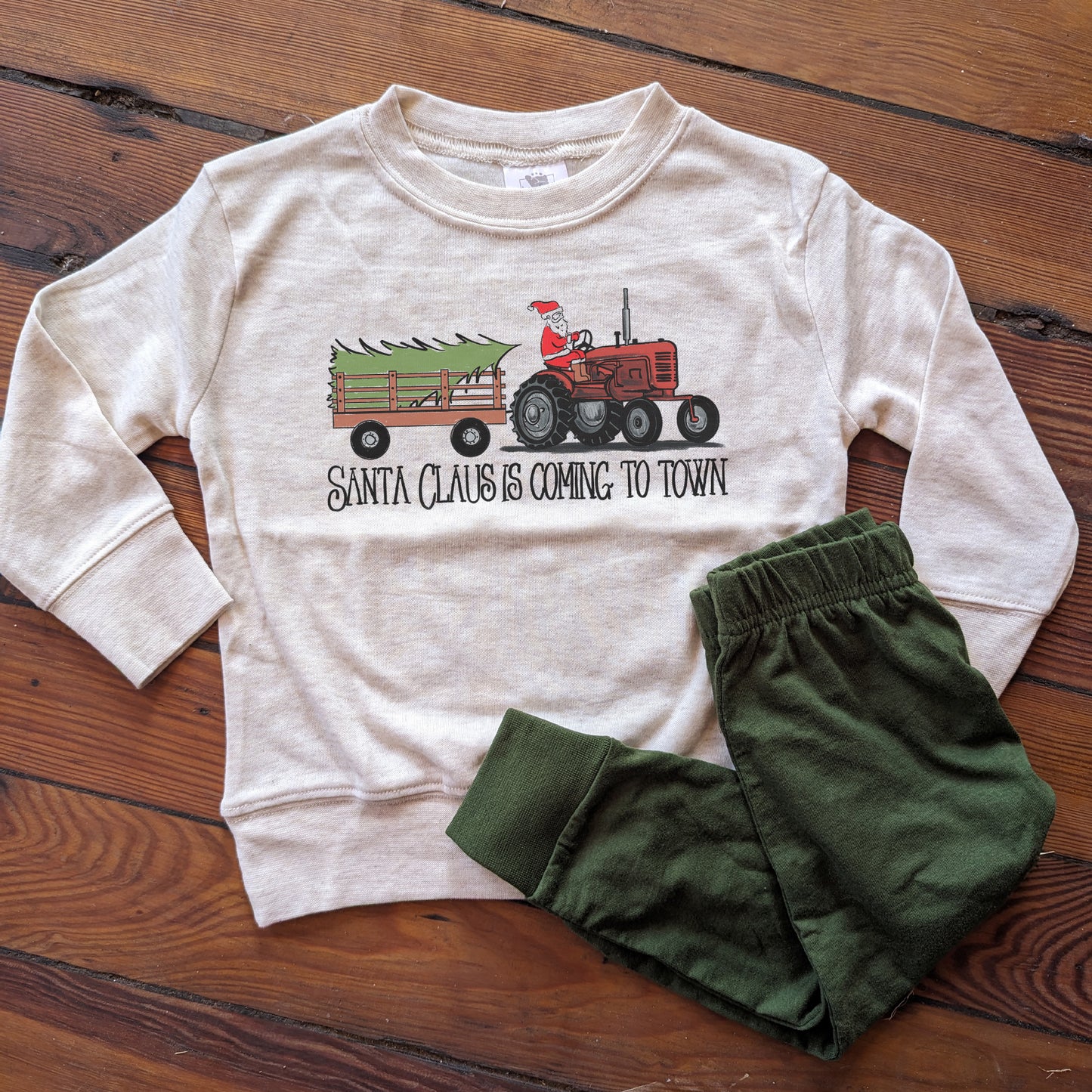 "Santa Claus is coming to town" Christmas Sleep N' Play Set | Ages 2T-5T Includes Shirt & Joggers