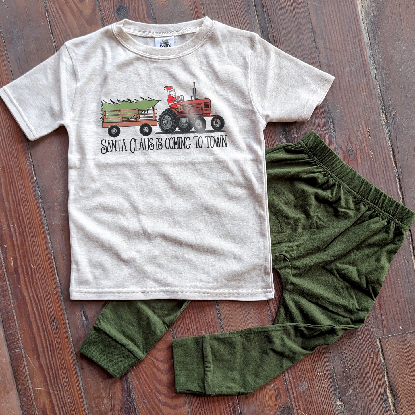 "Santa Claus is coming to town" Christmas Sleep N' Play Set | Ages 2T-5T Includes Shirt & Joggers