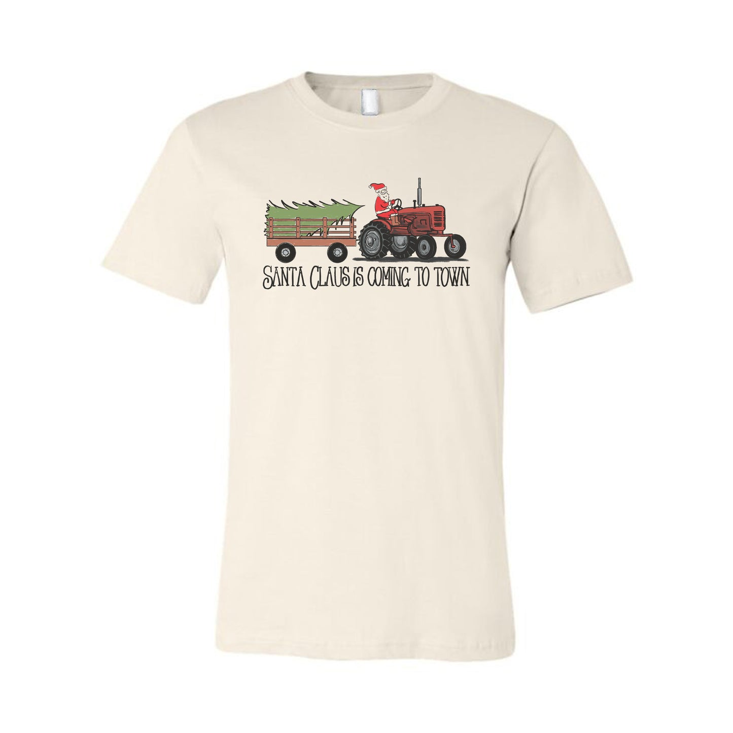 "Santa Claus is coming to town" Country Western Tractor Christmas Mommy & Me ADULT tee