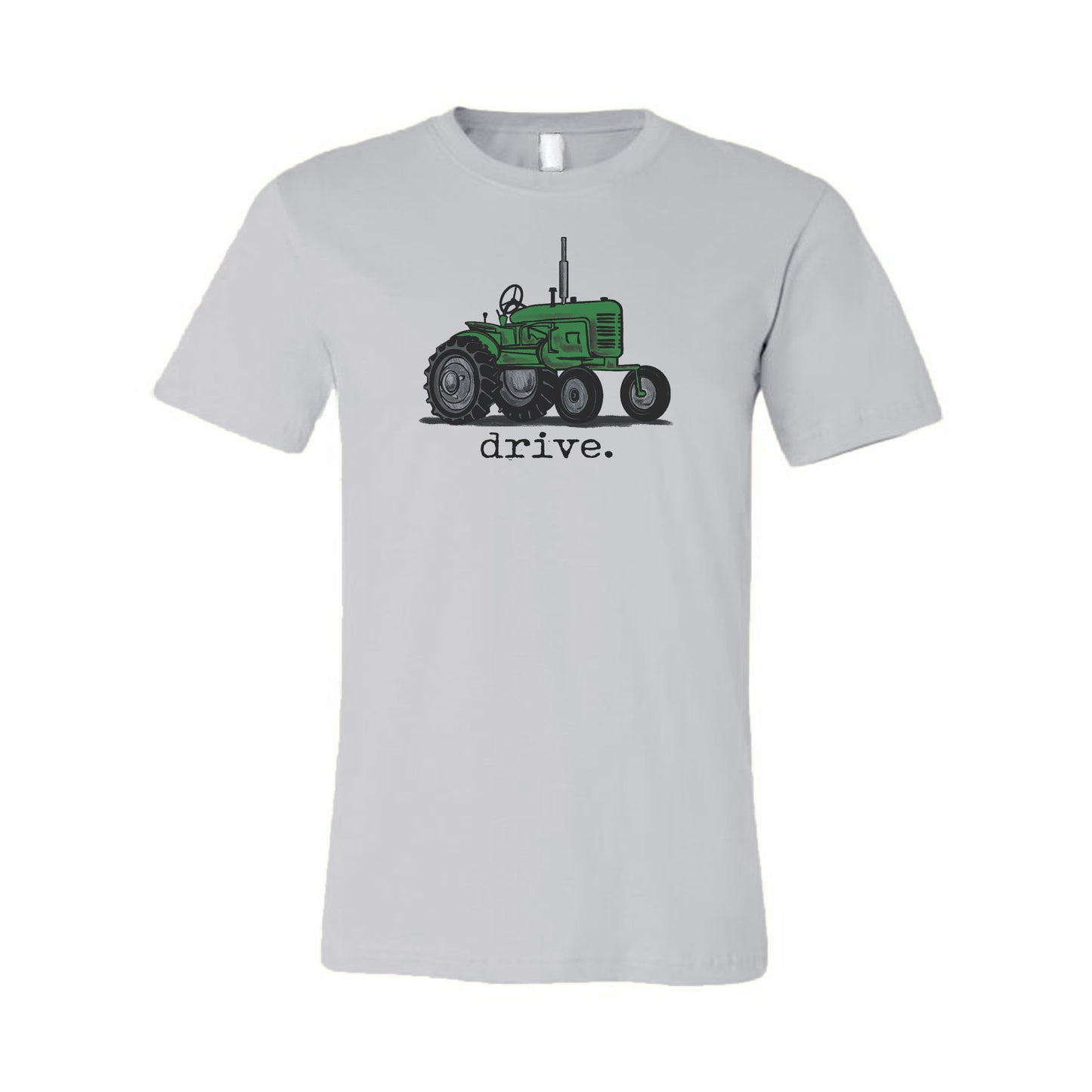 ADULT "drive" Grey T-shirt Green Tractor Unisex Farm Tee