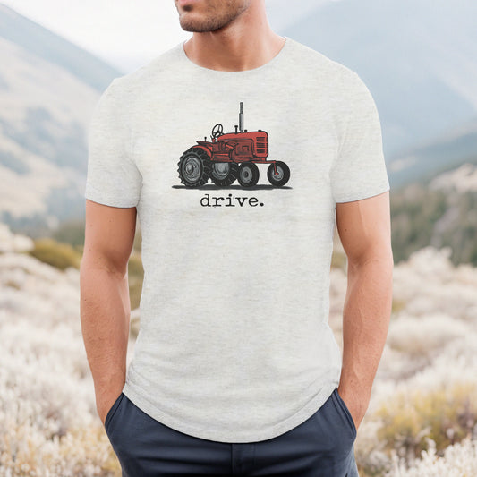 ADULT "drive" Red Tractor Country T-shirt Unisex Farm Life