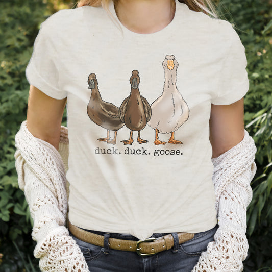 "duck. duck. goose" Funny Unisex Adult  Country Western Tee