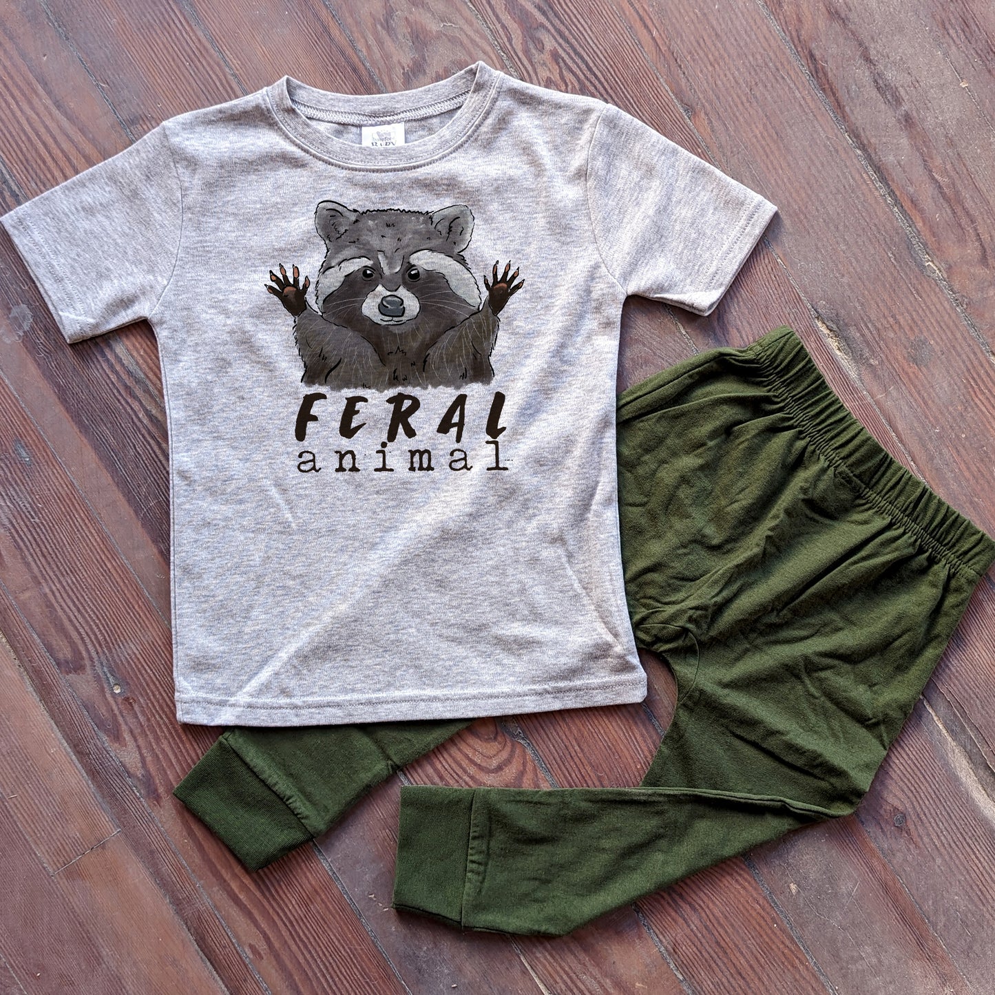 "Feral Animal" Woodland Set for Ages 2T-5T Sleep 'n Play Set | Size 2T through 5T | Includes Shirt & Joggers