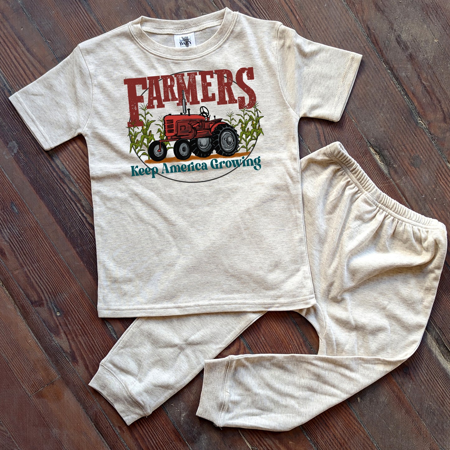 Growing Farmers Red Tractor  Sleep 'n Play Set | Size 2T through 5T | Includes Shirt & Joggers