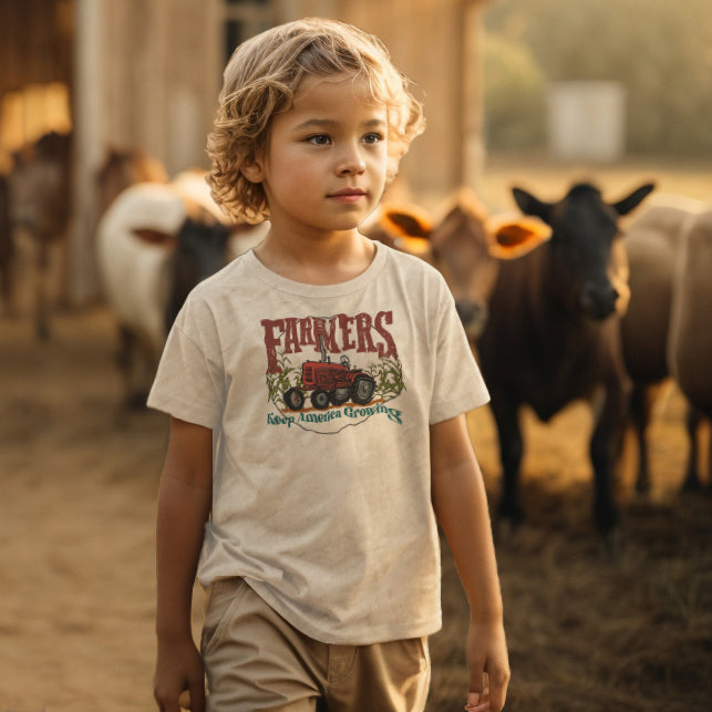 "Farmers keep America growing" Red Tractor Toddler Tee