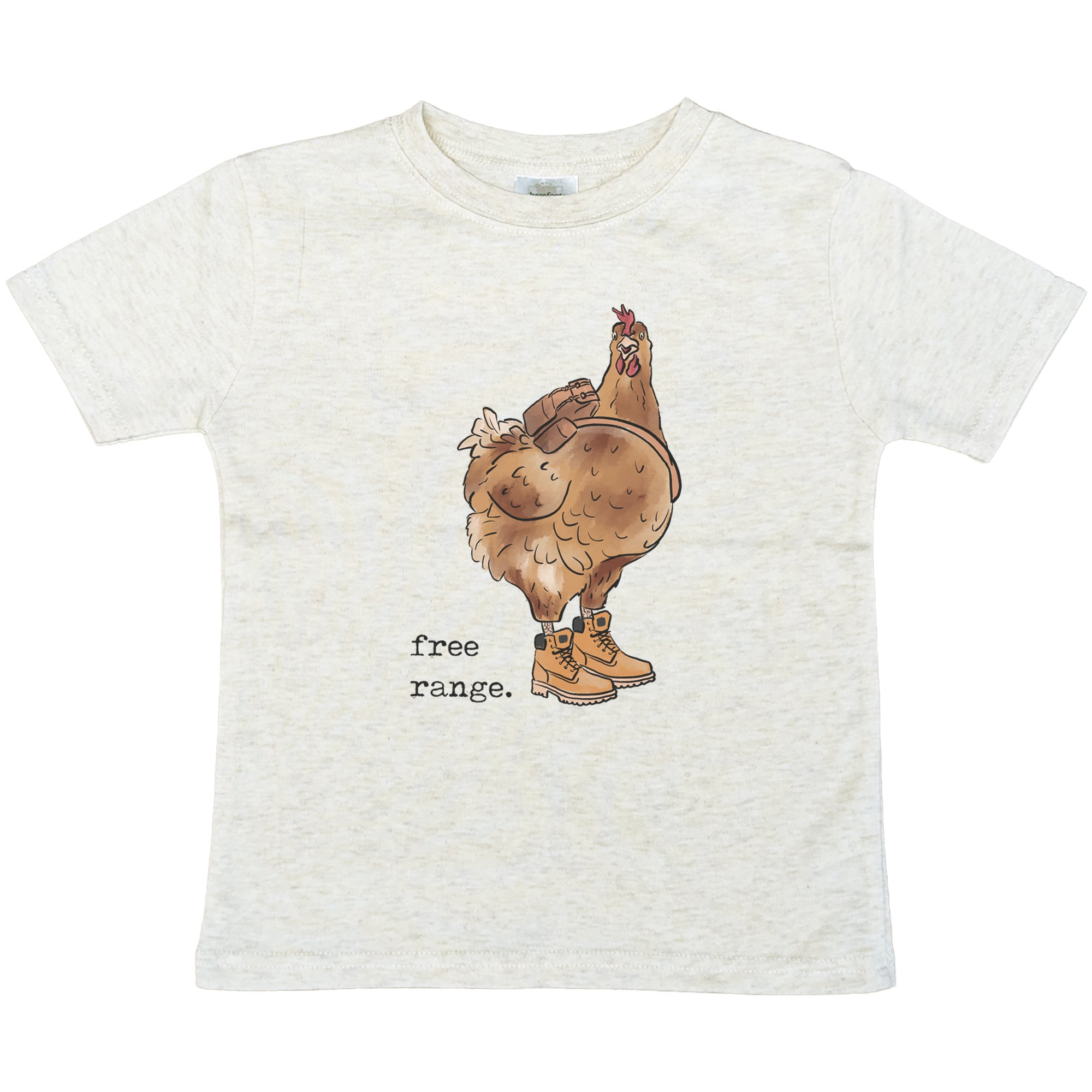 Free Range Hiking Chicken Soft T Shirt for Kids Barefoot Baby