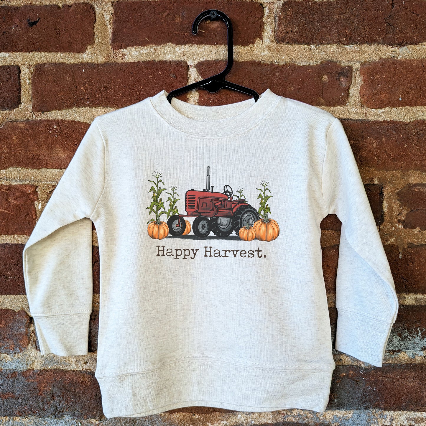 "Happy Harvest" Red Tractor Long Sleeve Tee for Kids