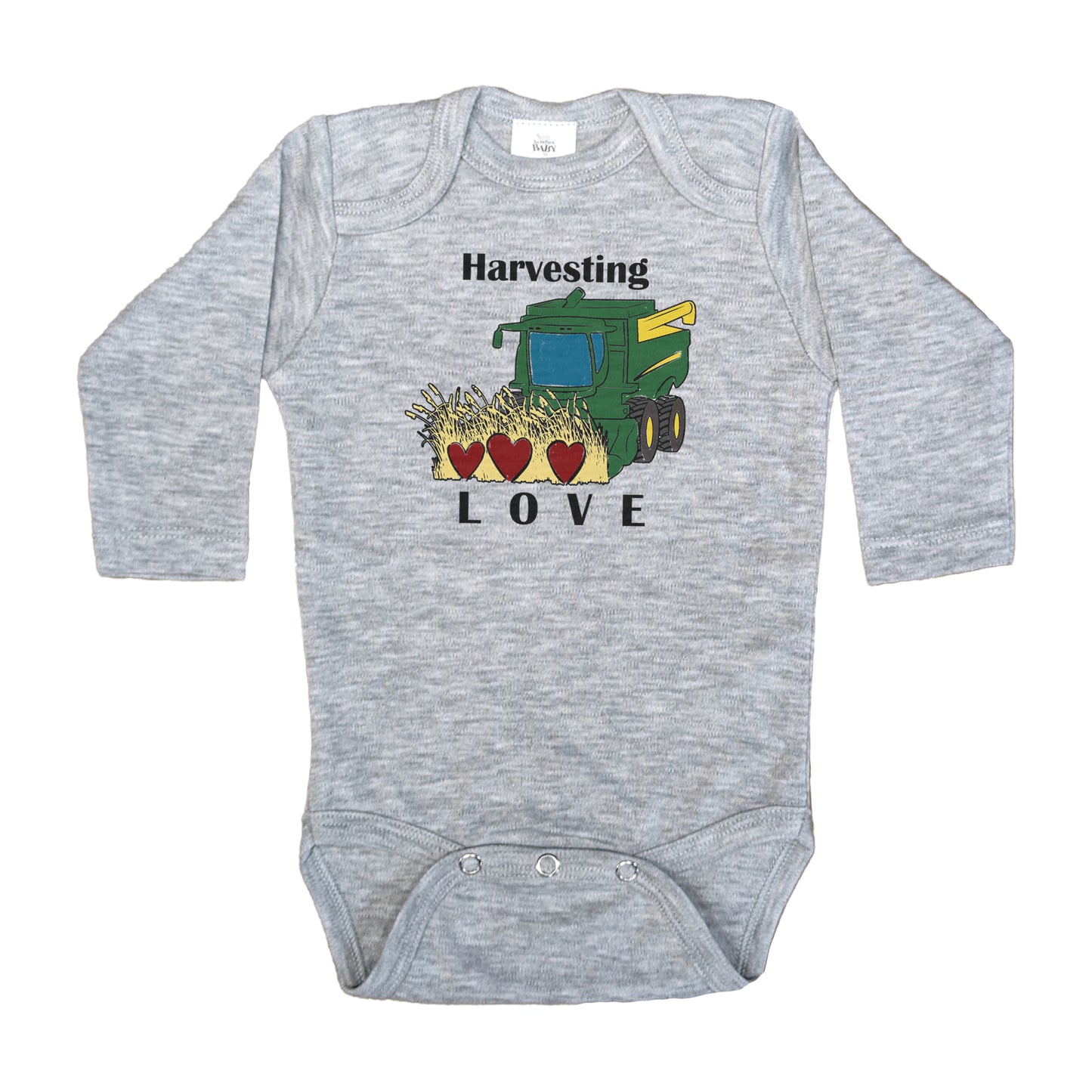 "Harvesting Love" Green Tractor Baby Body Suit