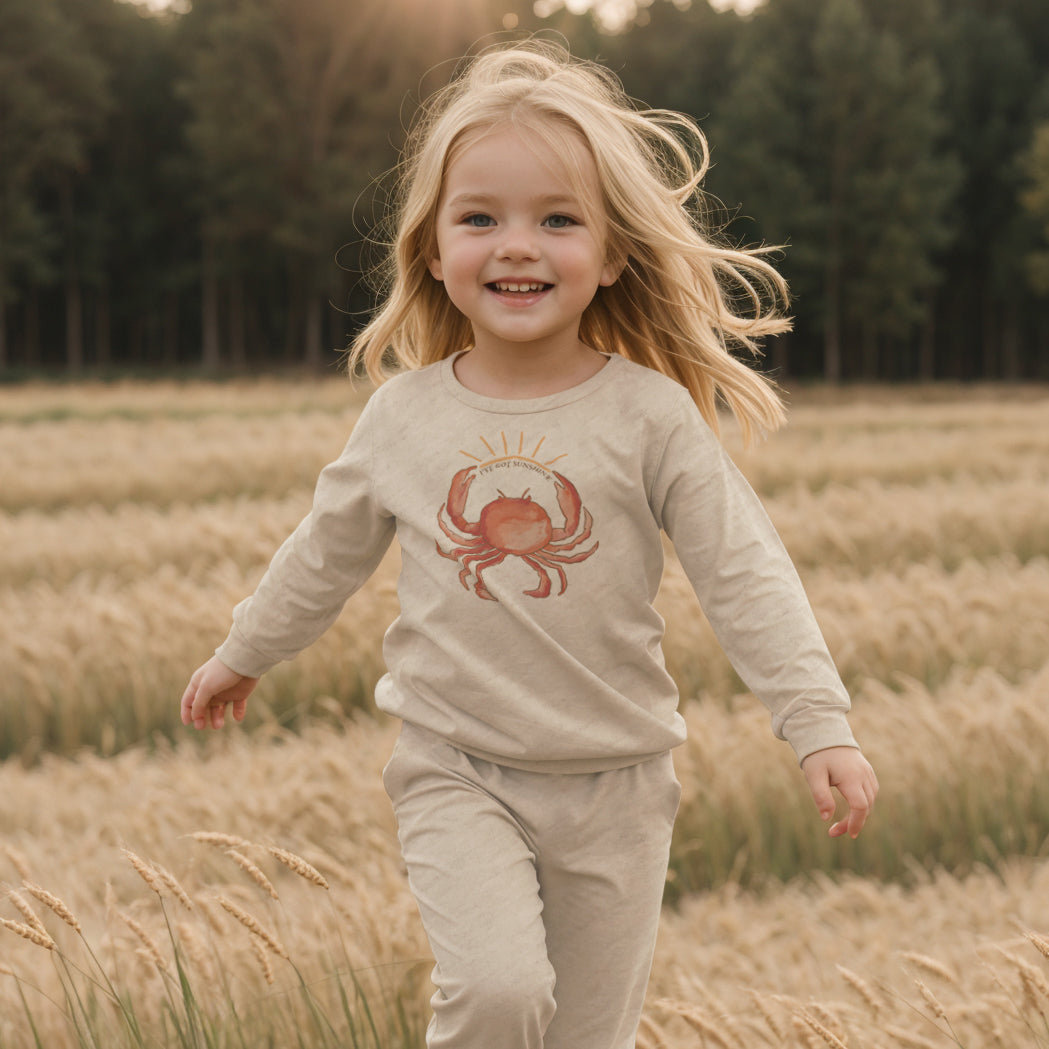 "I've got Sunshine" Crab Beach Long Sleeve Tee Toddler outfit Ocean tee Beach life Unisex beach tee Cute beach summer vacation Summer vibes tee