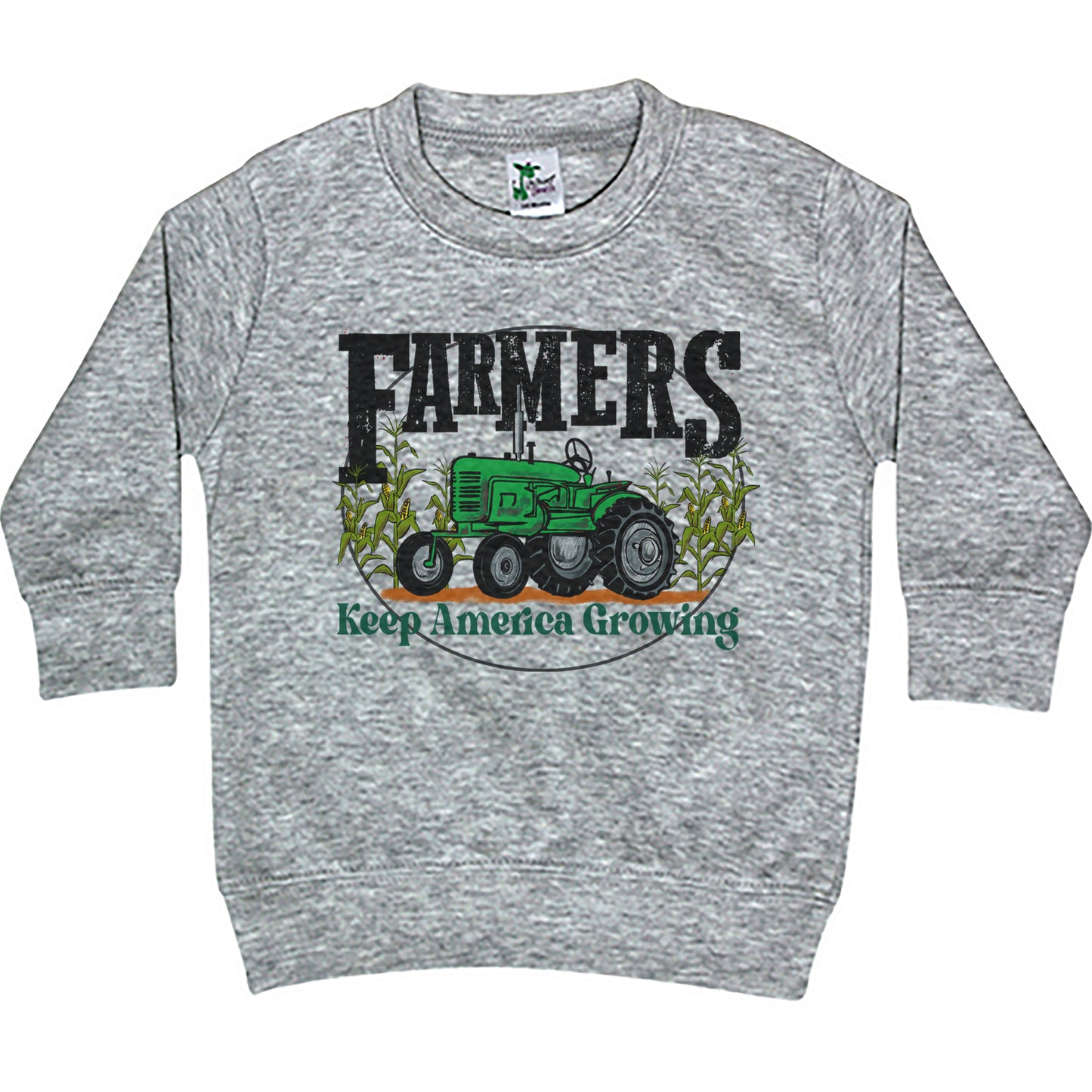 "Farmers keep America growing" Green Tractor Kid Long Sleeve