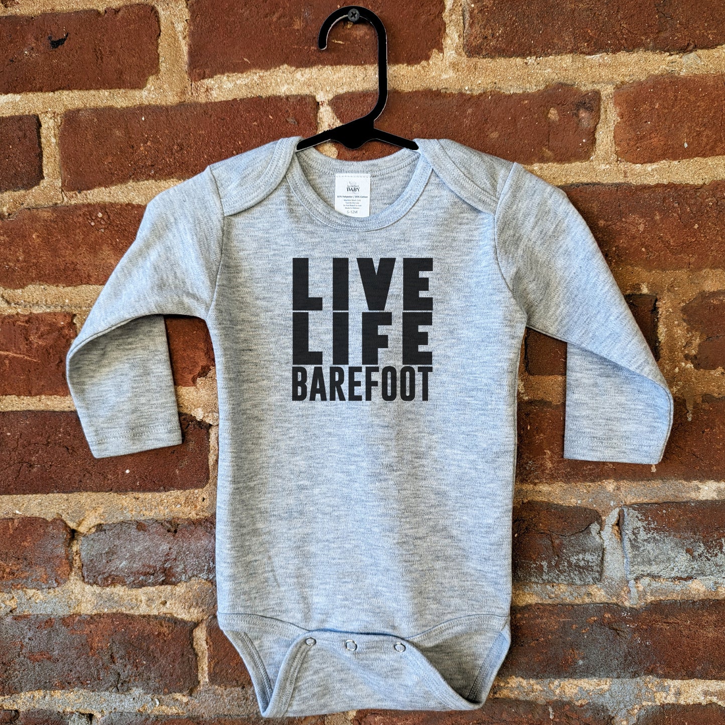 "Live Life Barefoot" Gray Short Sleeve Beige Body Suit