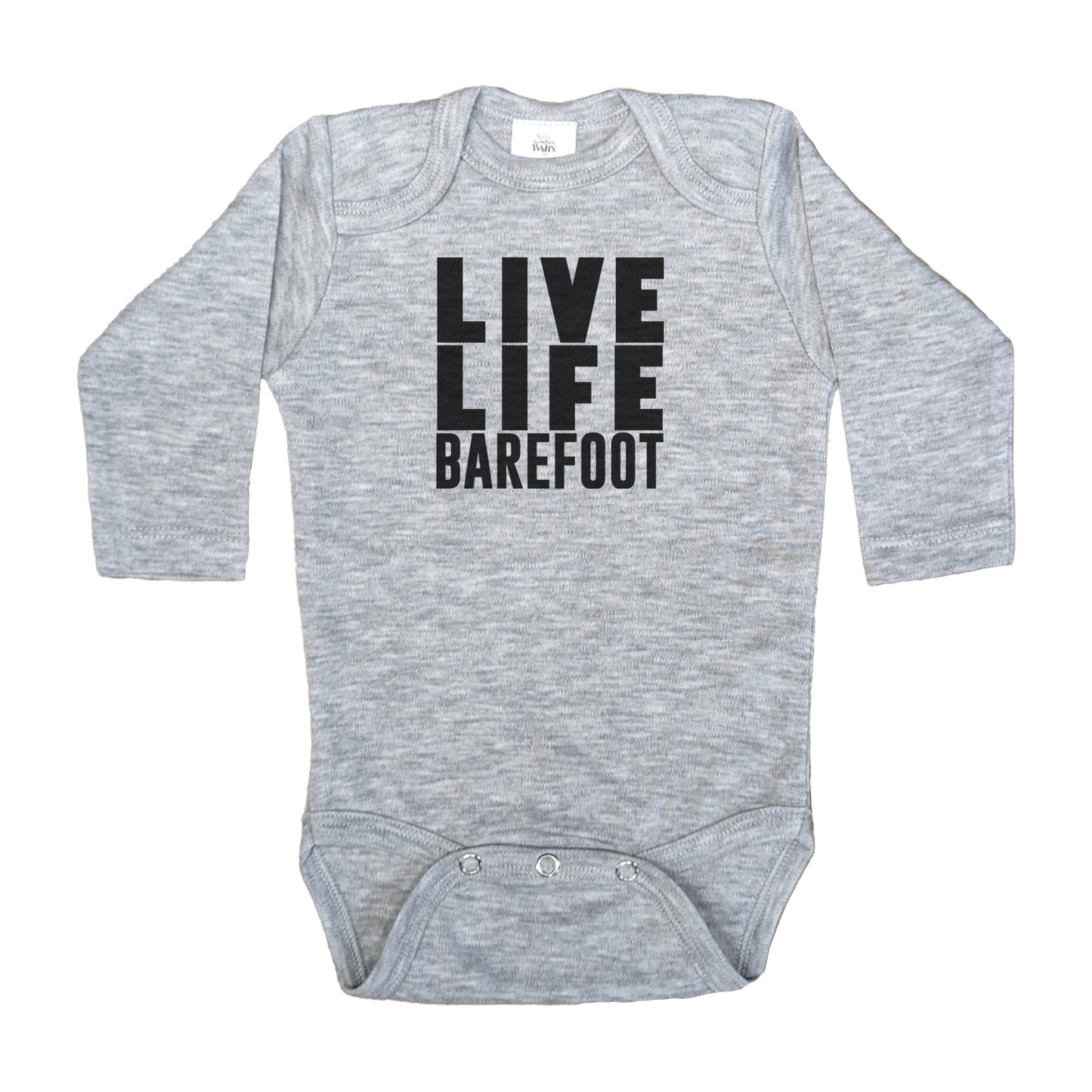 "Live Life Barefoot" Gray Short Sleeve Beige Body Suit