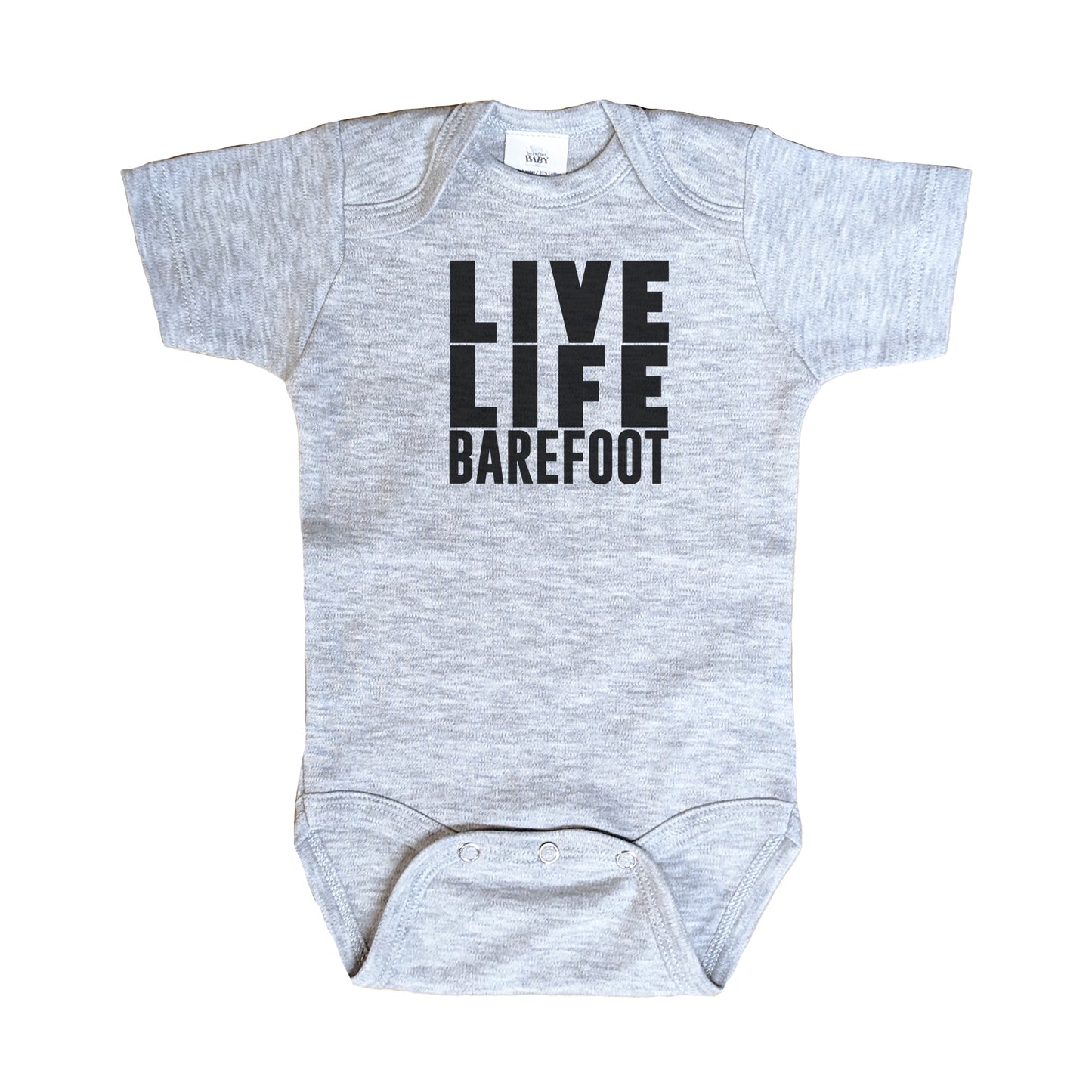 "Live Life Barefoot" Gray Short Sleeve Beige Body Suit