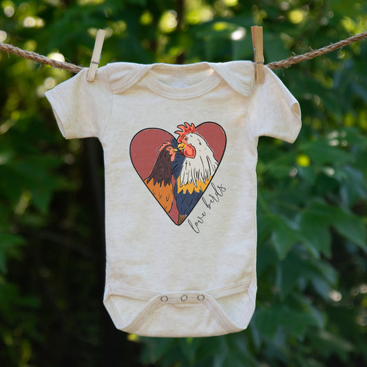 Valentine's Day Chickens Country Western Farm Baby Body Suit