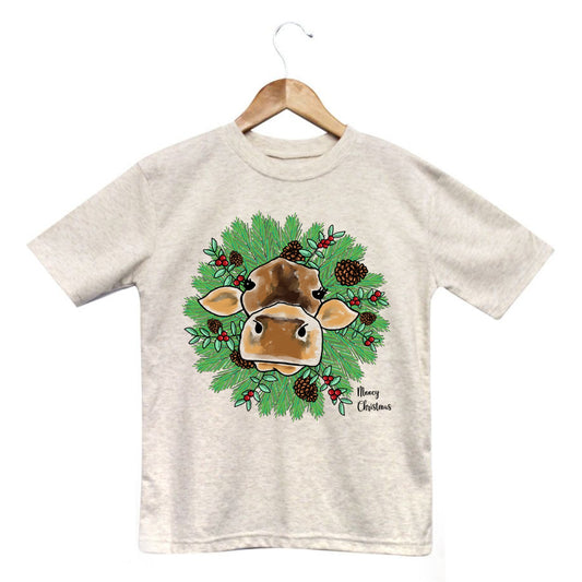 "Mooey Christmas" Country Western Cow Kid tee