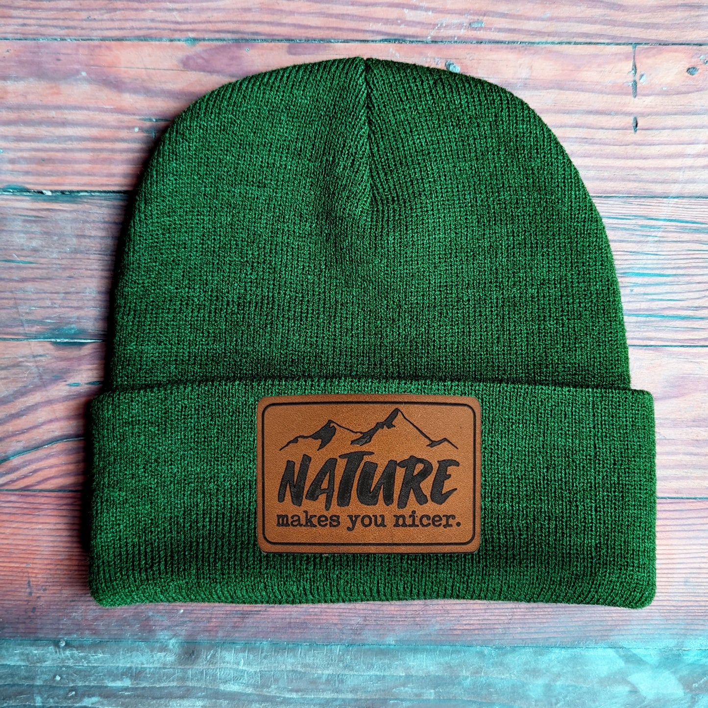 "Nature Makes you nicer" Nature Lover Hiking Beanie Hat | One Size Fits All | FOUR Color Options