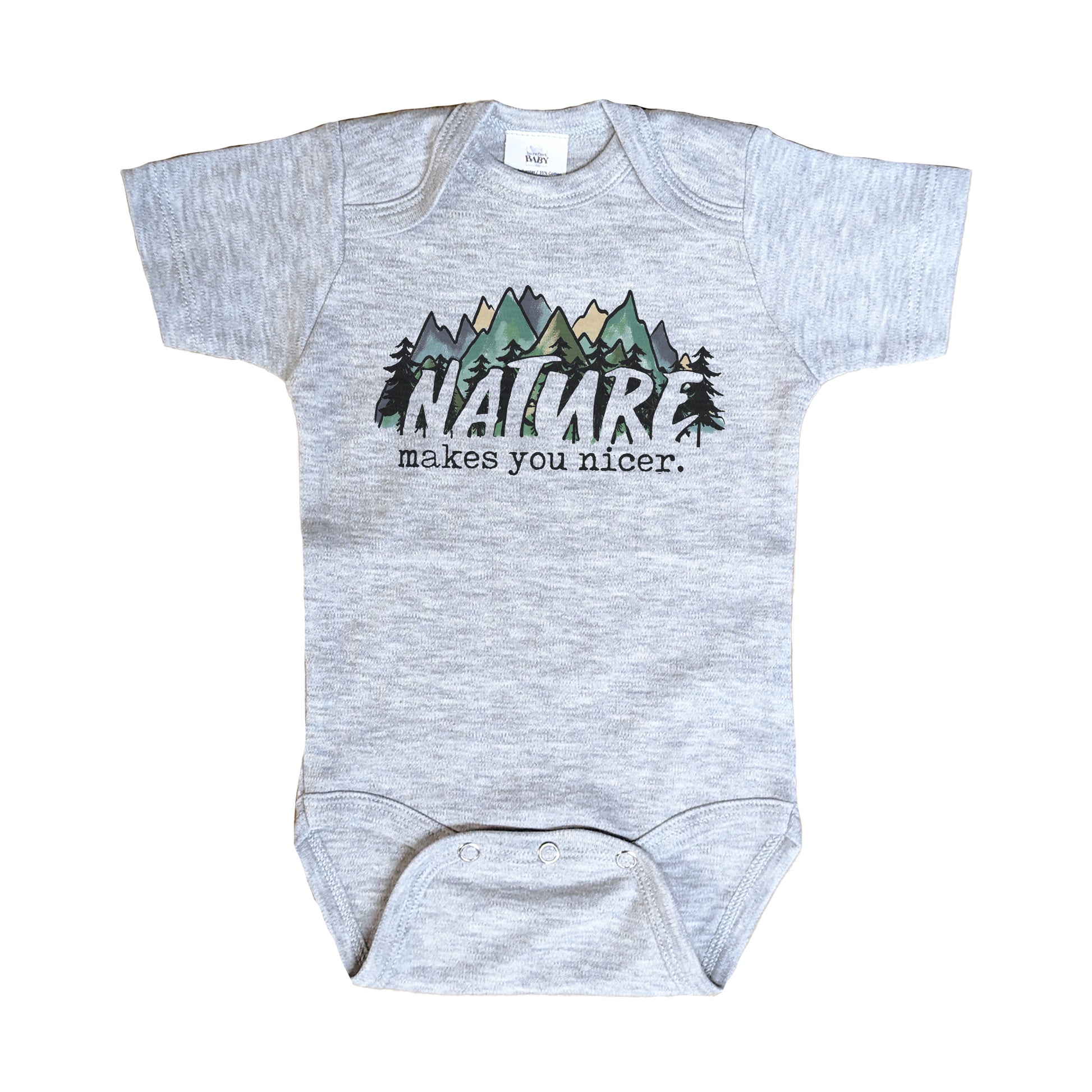 Nature Makes You Nicer Baby Boy Mountain Body Suit 6-12 Month / Short Sleeves