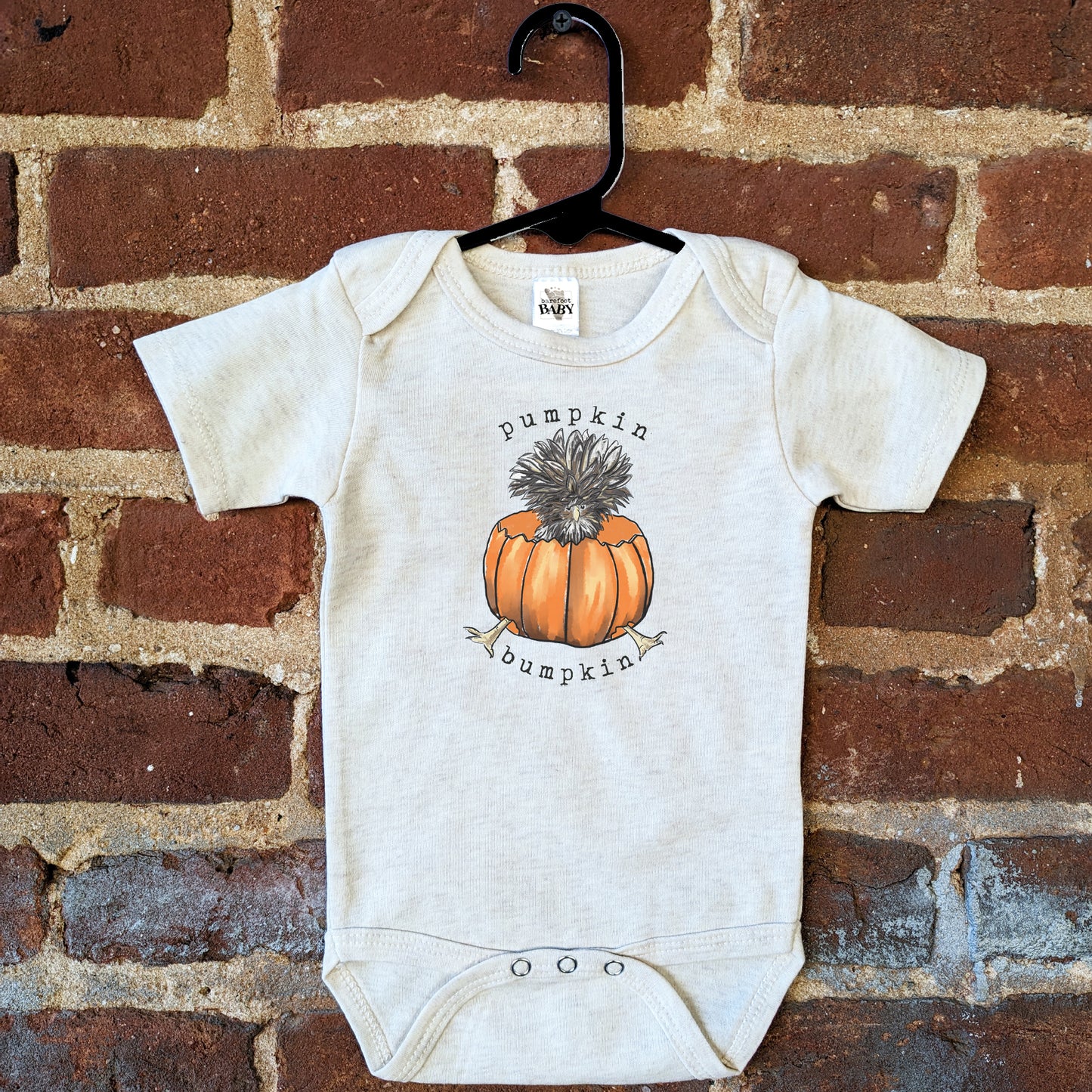 "Pumpkin Bumpkin" Chicken Nature Halloween Fall Baby Body Suit | WHOLESALE