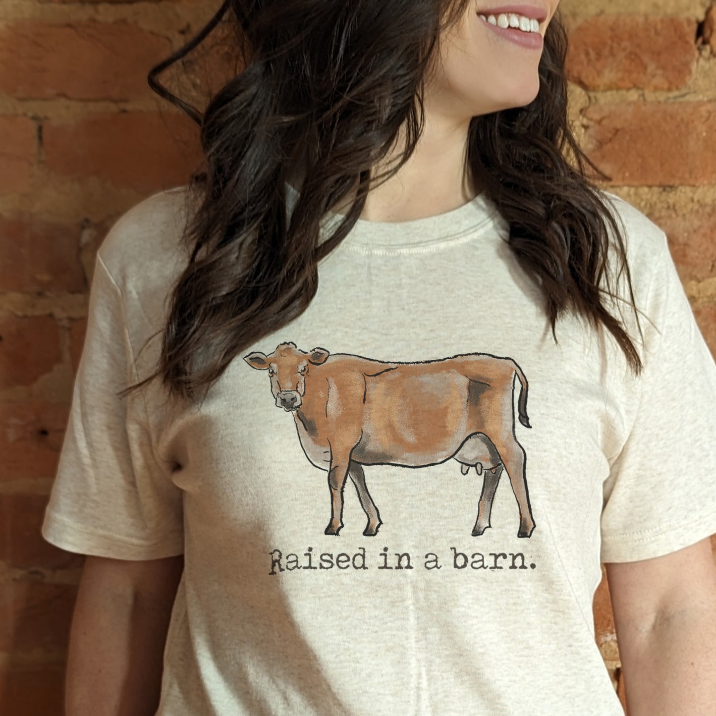 ADULT "Raised in a barn" cow Country Farm Tee