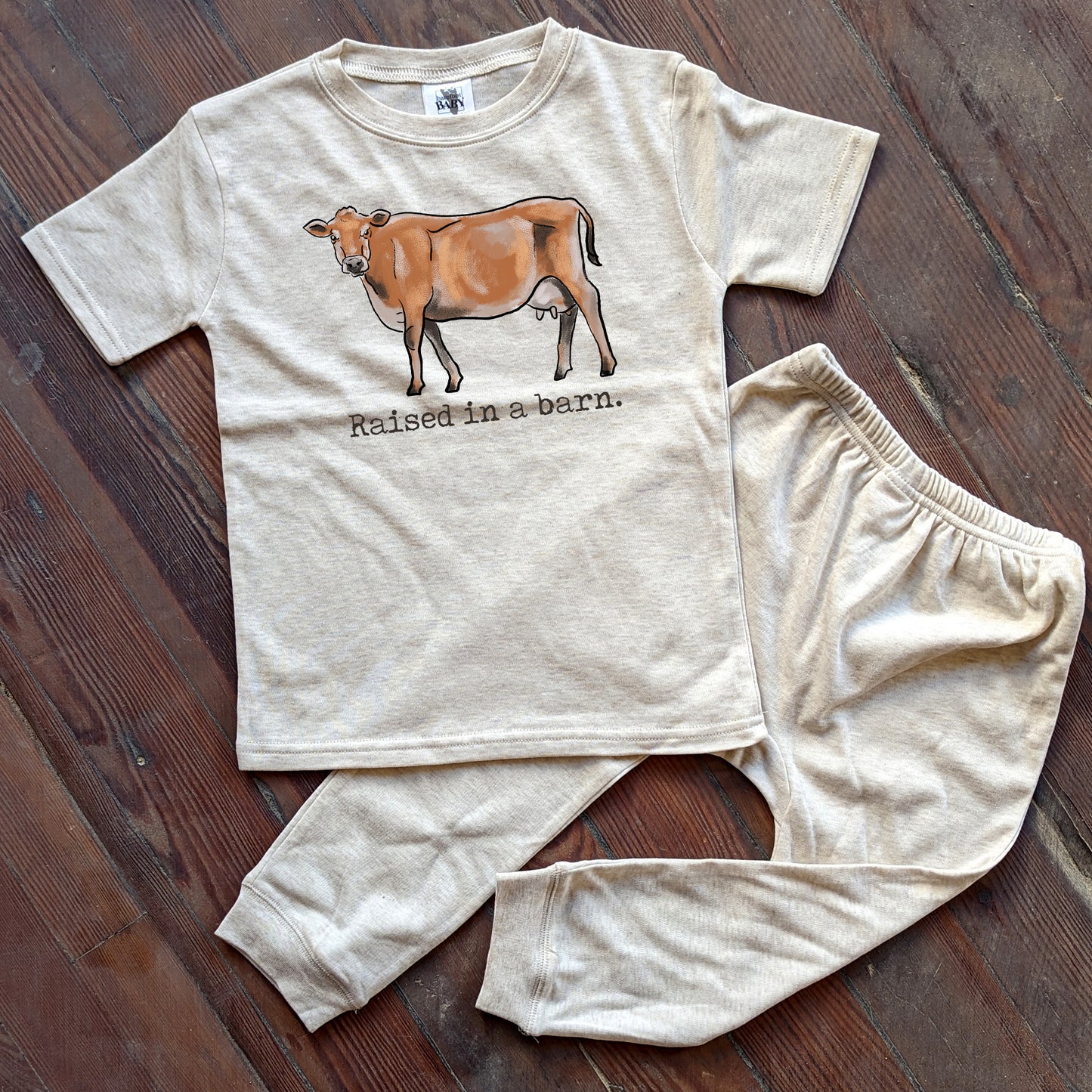 "Raised in a barn" Cow Farm Adventure Sleep 'n Play Set | Size 2T through XS | Includes Shirt & Joggers (Copy)