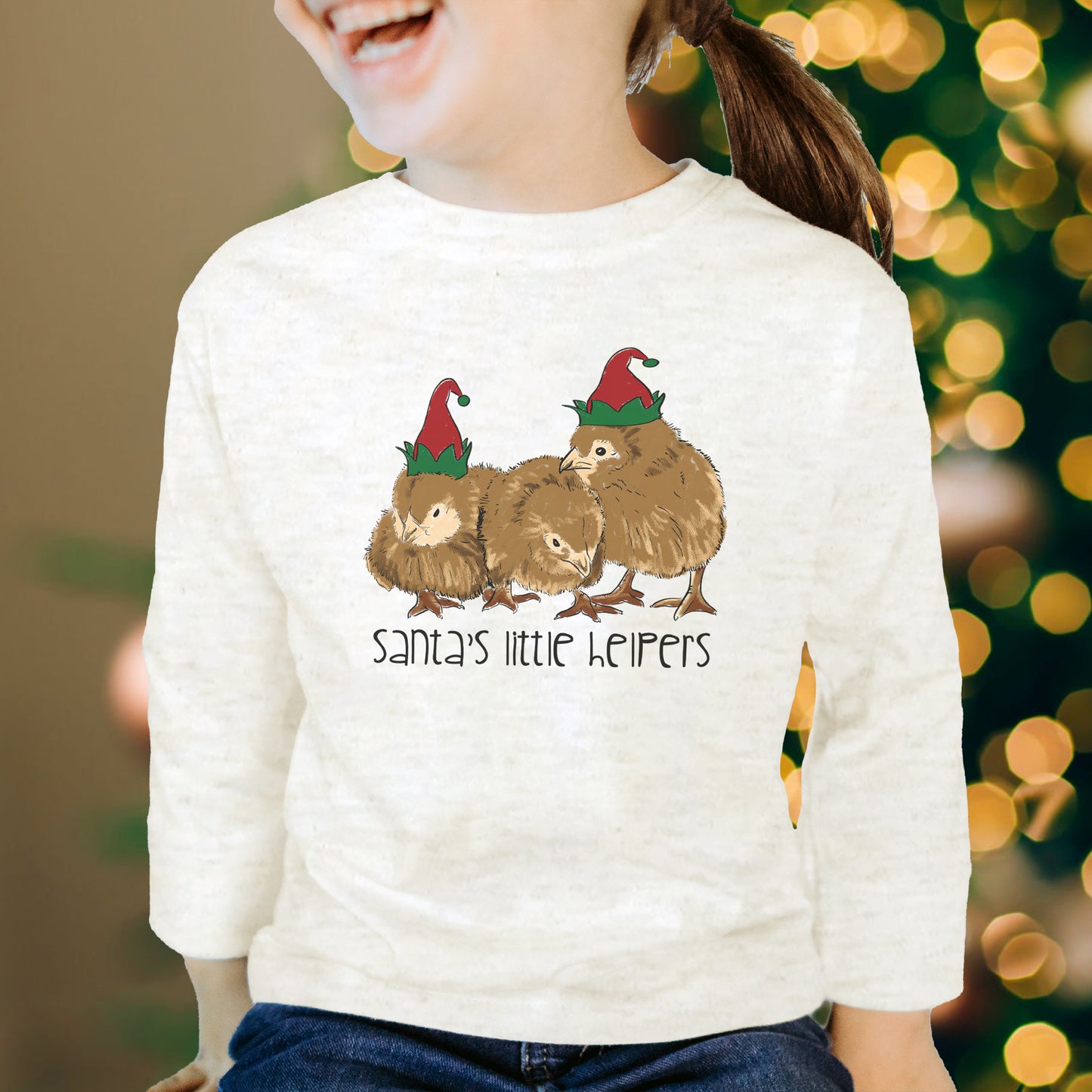 "Santa's Little Helpers" Christmas Chicken Long Sleeve shirt for Kids