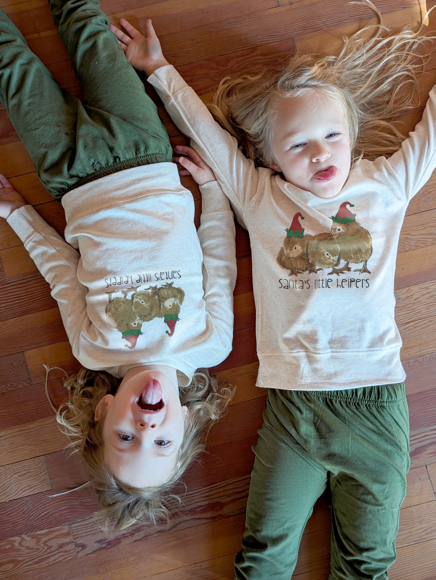 "Santa's Little Helpers" Christmas Chicken Holiday Sleep N' Play Set | Ages 2T-5T Includes Shirt & Joggers