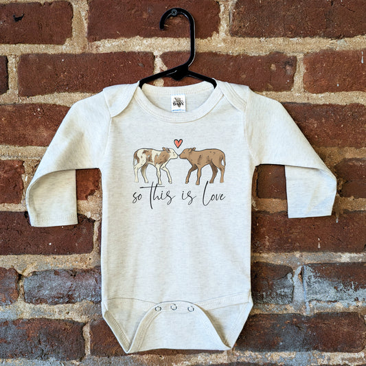 Valentine's Day Cow Country Western Farm Baby Body Suit