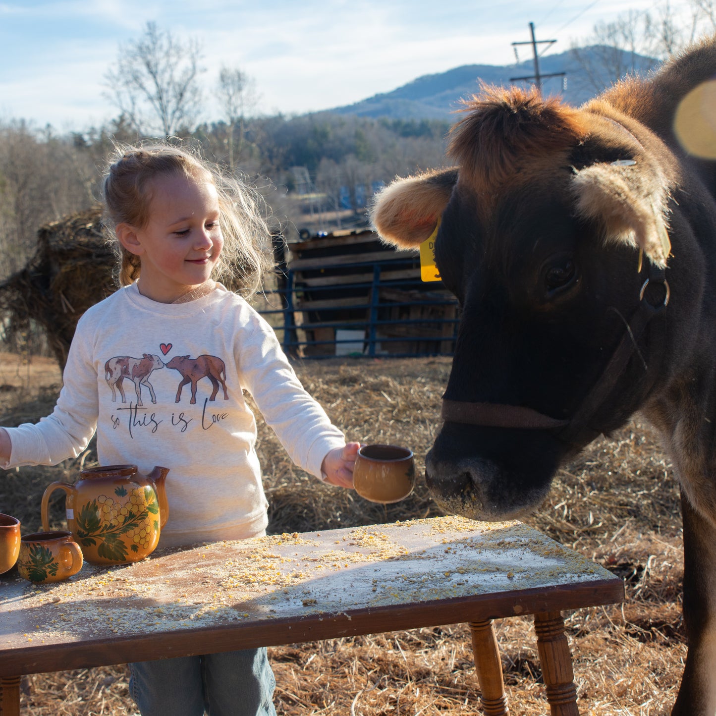 "So this is Love" Valentine's Day Cow Long Sleeve shirt for Kids