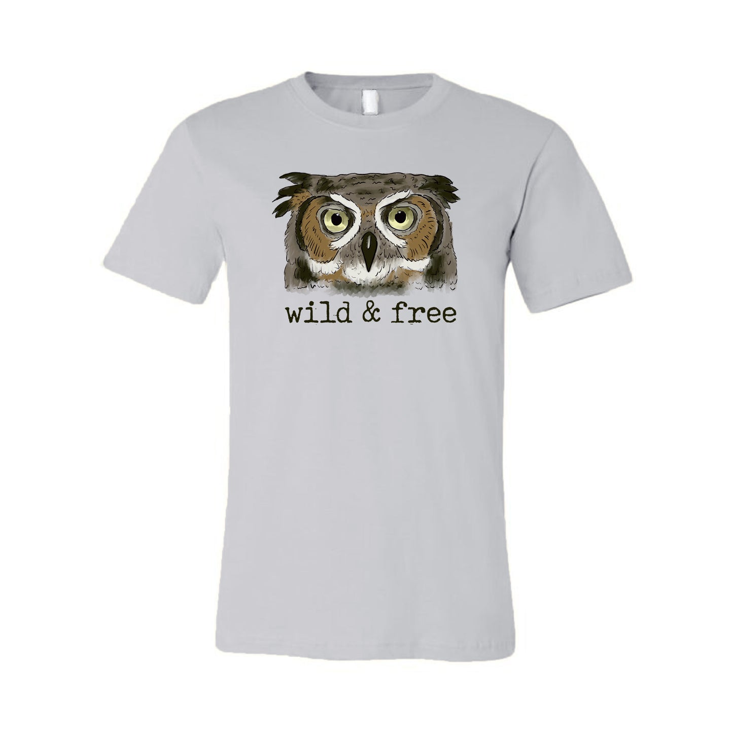 "Wild & Free" ADULT Woodland Owl Nature Tee | Unisex hiking tee | Hiking gifts | Outdoor Lover Soft T-shirt | Hiking shirt for Men