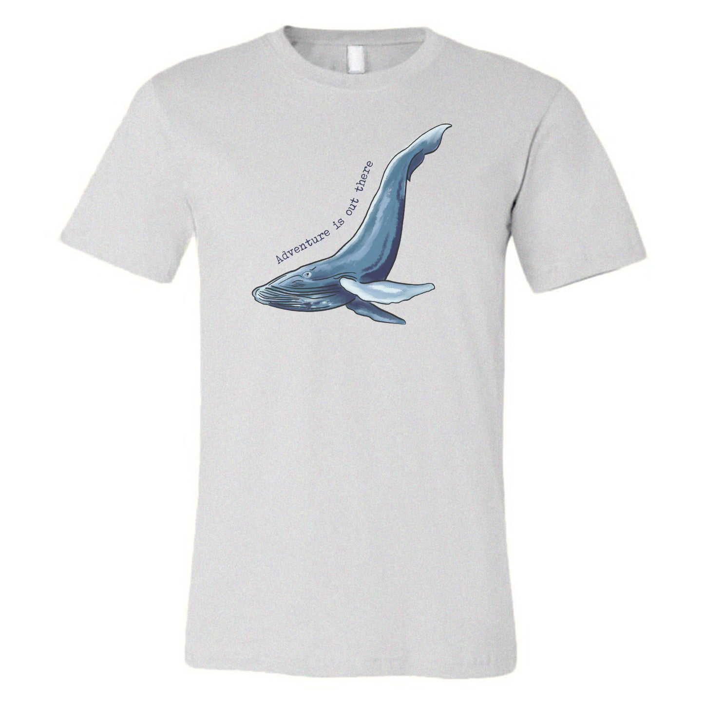 "Adventure is out There" Grey Adult Whale Tee for Ocean Adventures