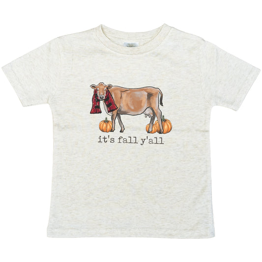 "It's fall y'all" Cow Shirt for Kids