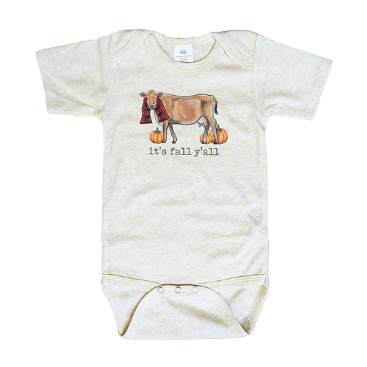 "It's fall y'all" Cow Baby Fall Body Suit