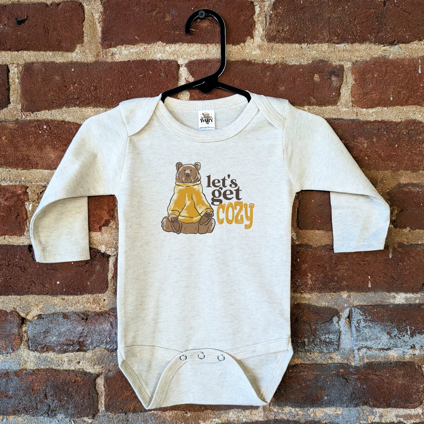 "Let's Get Cozy" Woodland Bear Baby Fall Body Suit