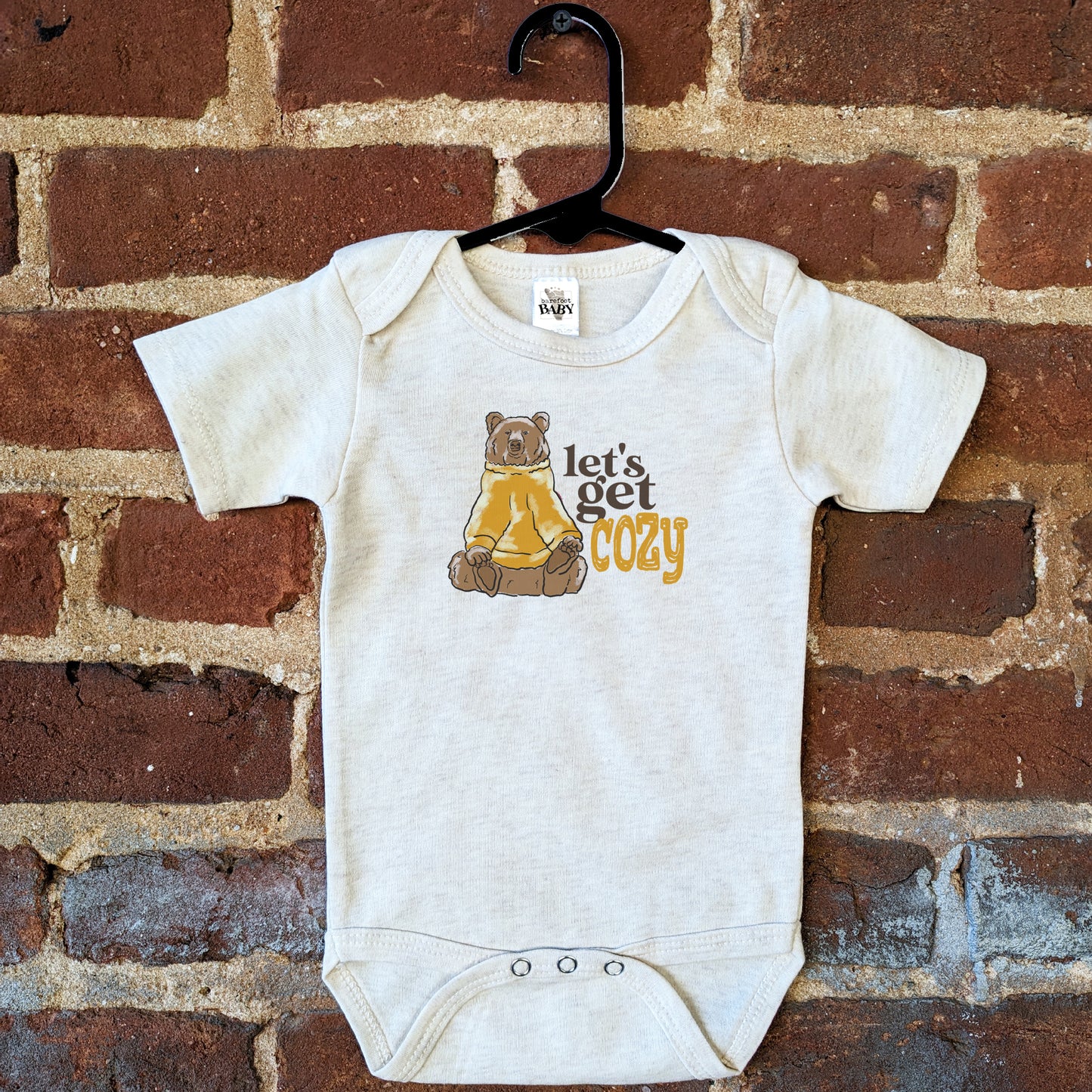 "Let's Get Cozy" Woodland Bear Baby Fall Body Suit