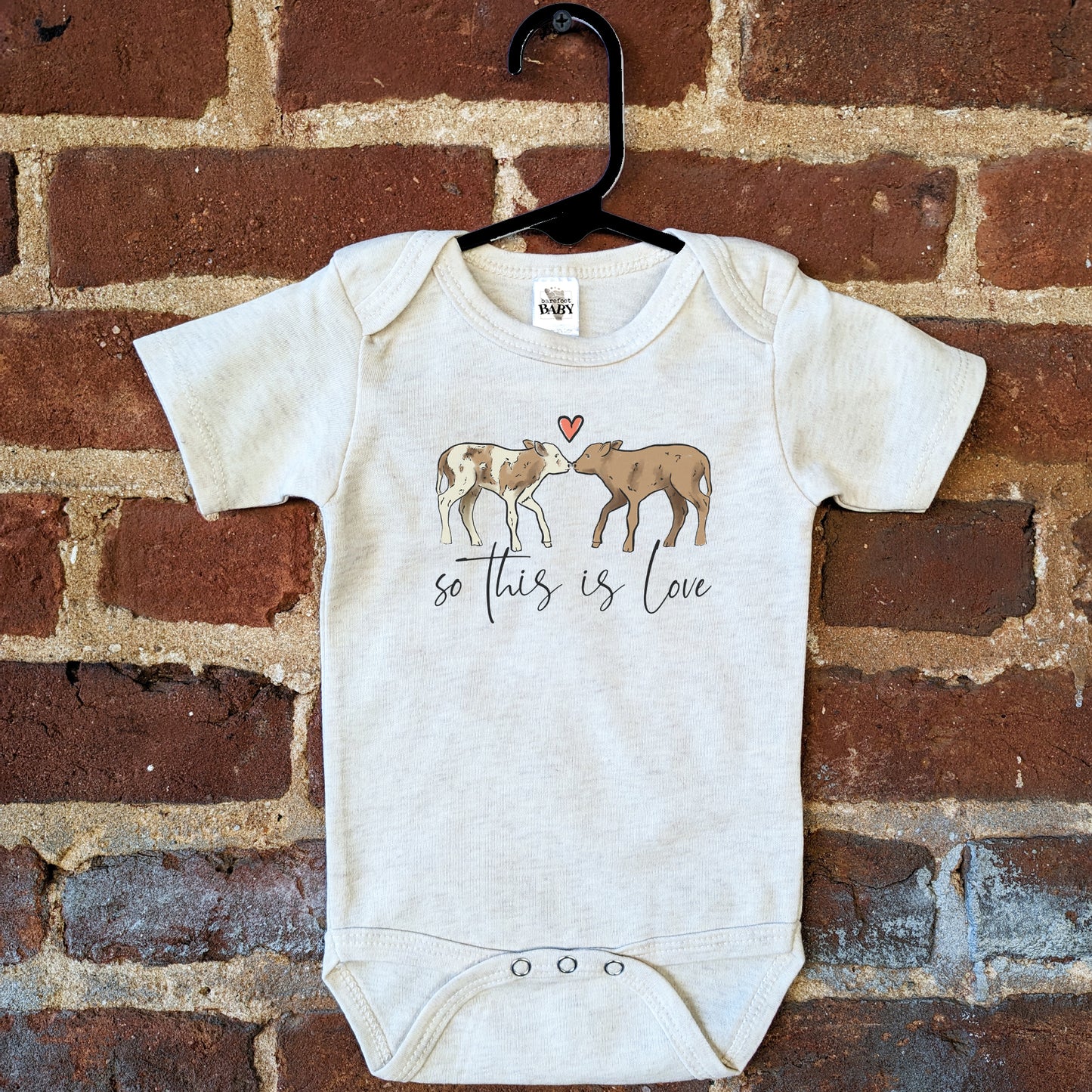 Valentine's Day Cow Country Western Farm Baby Body Suit